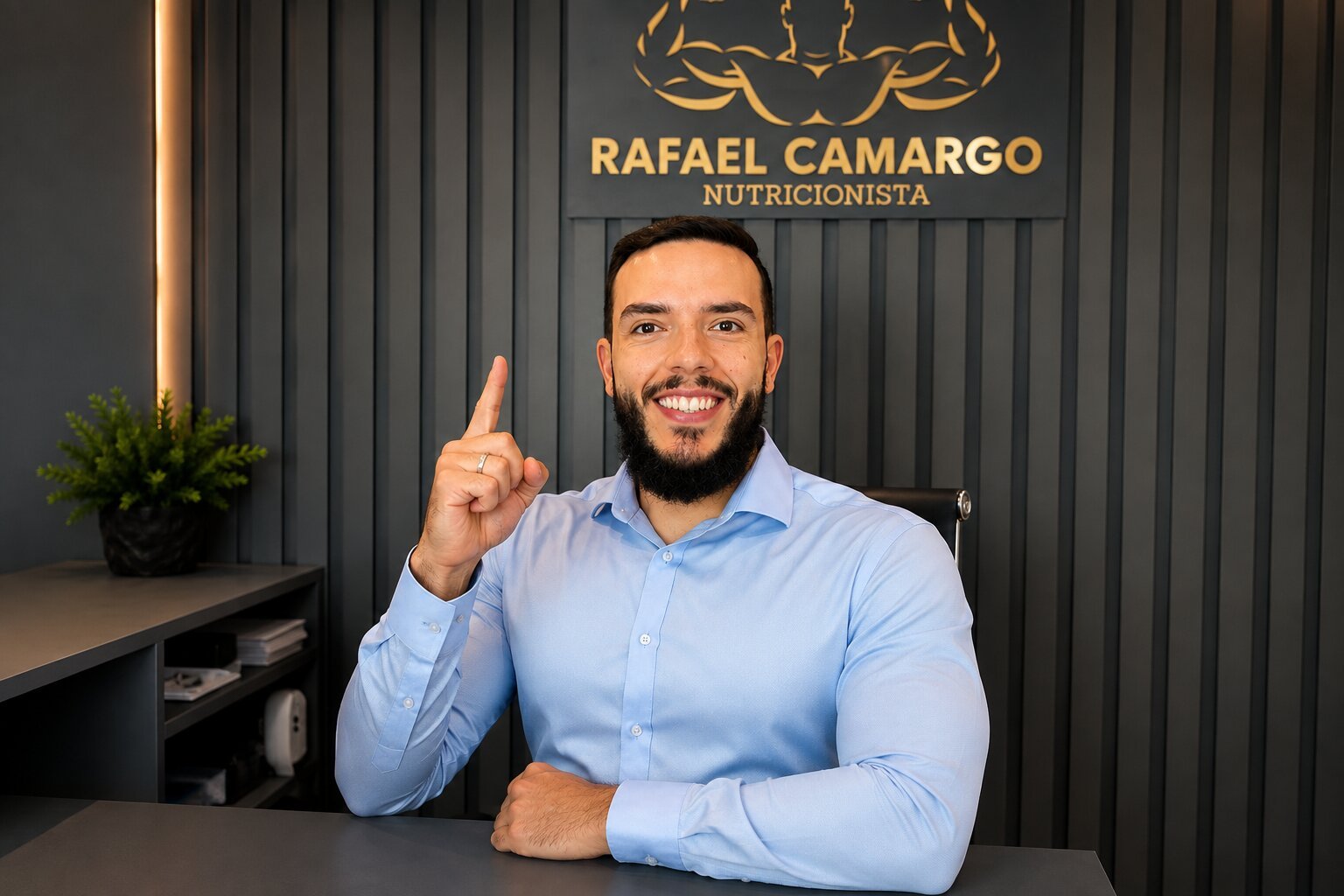 Rafael Camargo, nutricionista, em seu consultório